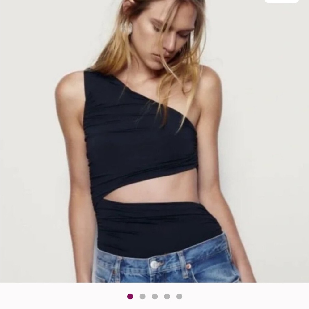 Zara Black Asymmetrical Bodysuit